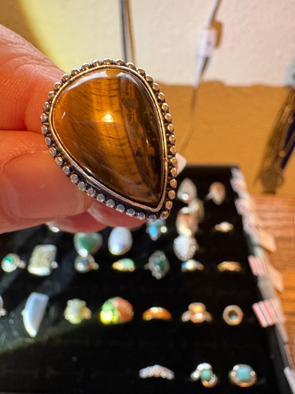 Tigers eye silver ring